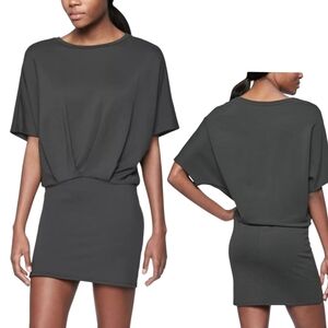 Athleta Pronto Short Raglan Sleeve Round Neck Mini Dress in Dark Grey - Sz S